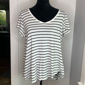 Torrid white black stripe short sleeve t shirt cotton modal blend